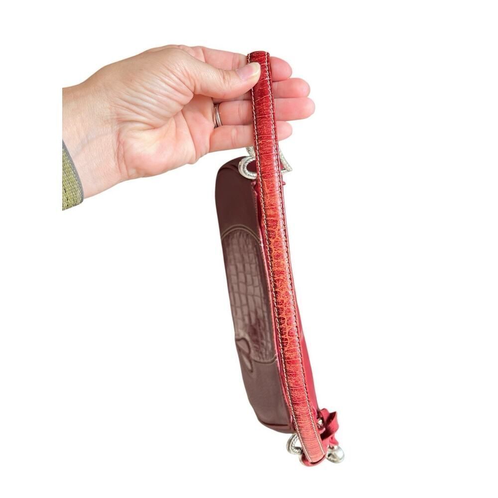 Brighton Hilda Moon Purse Bag Red Leather, Small Shoulder, Embossed READ - Picture 6 of 10